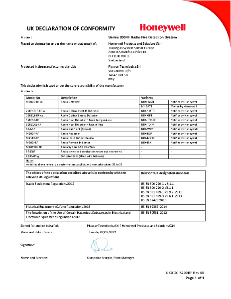 Morley-IAS Agile Devices EMC & ROHS Declaration of Conformity