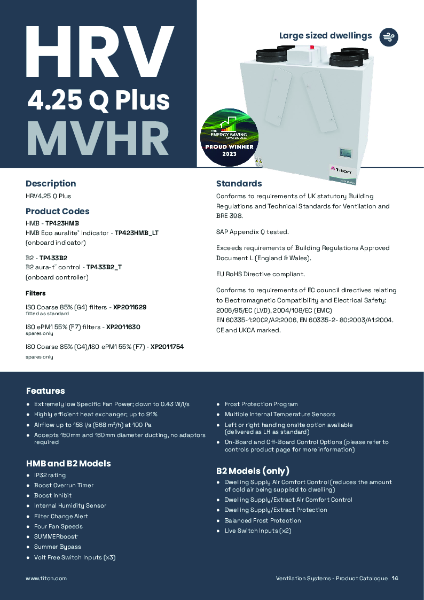 HRV 4.25 Q Plus - Product Data Sheet