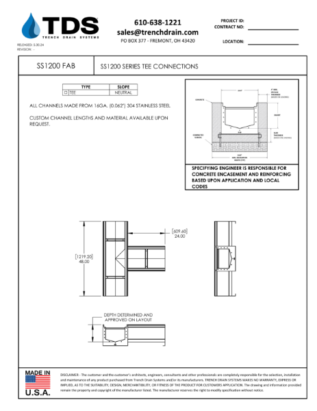 SS1200 Series Tee Connections