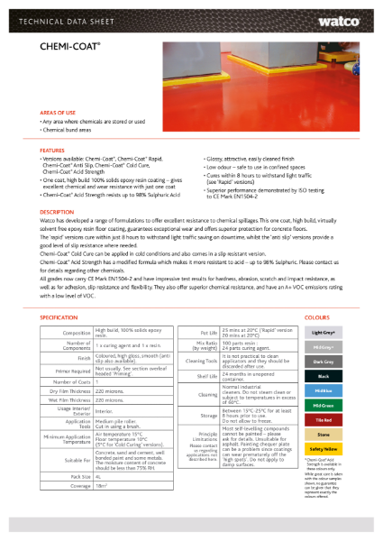 Data Sheet: Chemi-Coat Range