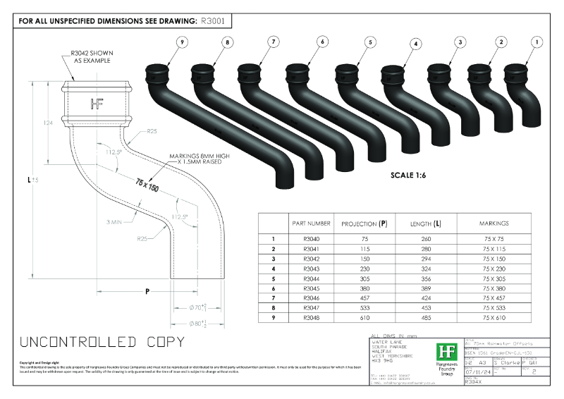 75mm Rainwater Offsets Drawing