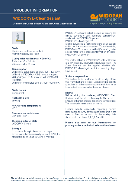 PDS WIDOCRYL-Clear Sealant