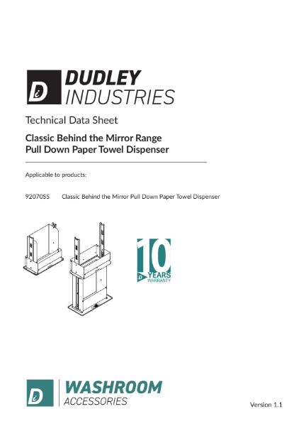 DI Classic Behind the Mirror Pull Down Range - Paper Towel Technical Sheet