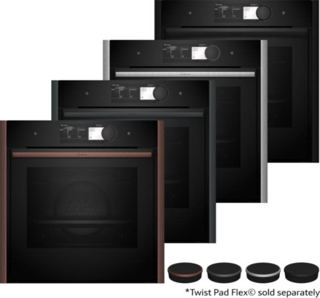 NEFF Slide & Hide Single Pyrolytic Ovens with Flex Design. Grey trim