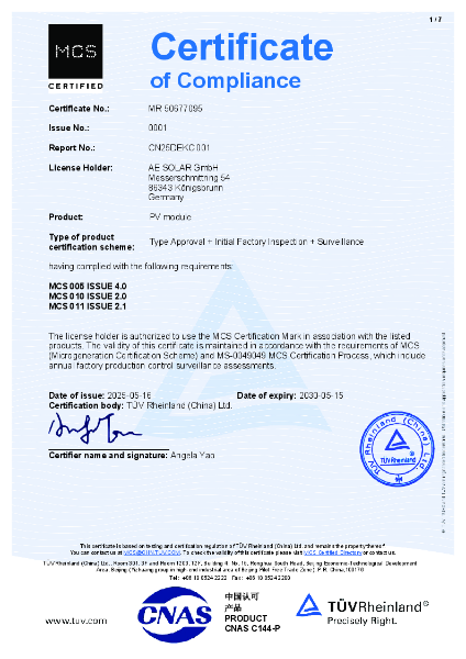 MCS Solar Certificate