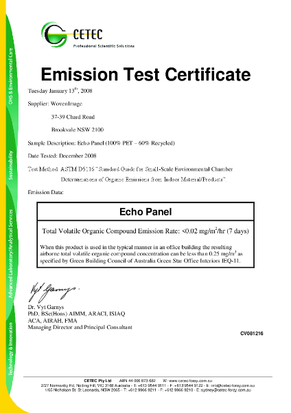 VOC Content test Certificate