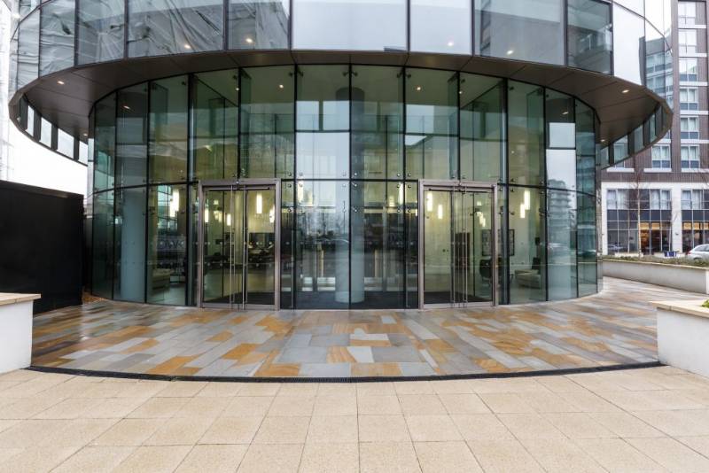 Elegance Sliding & Swing Doors plus Full Vision Swing Doors-             Kew Eye Tower, London