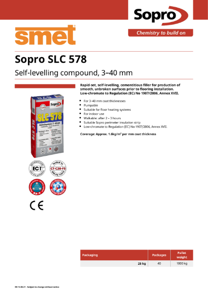 TDS Sopro SLC 578 - Self Levelling Compound 3-40 mm