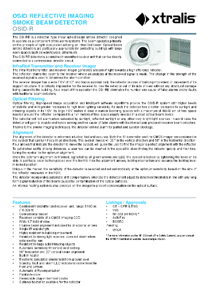 XTRALIS Beam Detector - OSID Beam Detection (Reflective)