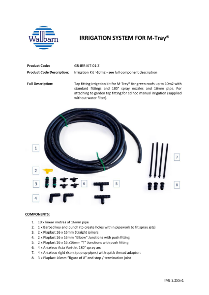 Irrigation system for green roof