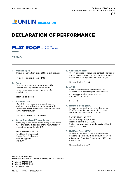 Unilin TR/MG Declaration Of Performance