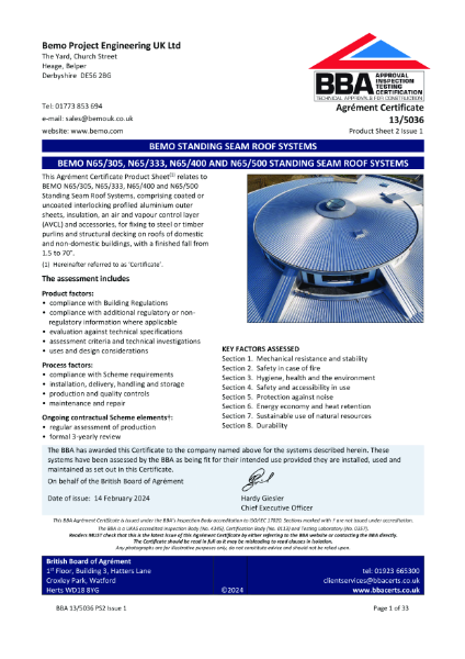 BBA Agrément Certificate