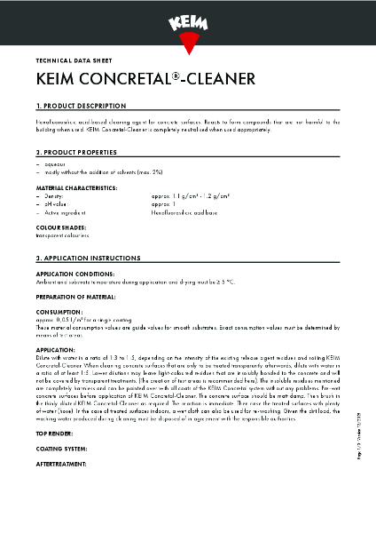 Keim Concrete Cleaner Technical Data Sheet
