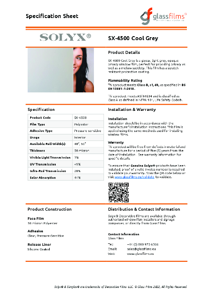 SX-4500 Cool Grey – Product Data Sheet