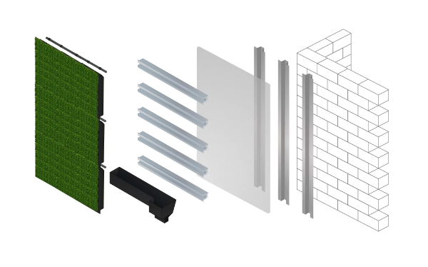 Viritopia Polypropylene Module - Top Hat Build-Up - Modular Living Green Wall System