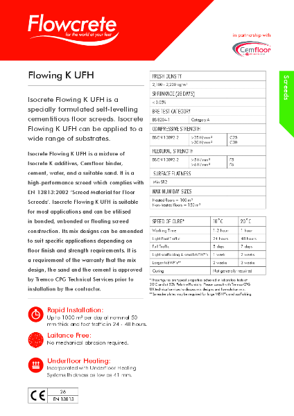 Flowcrete Isocrete Flowing K UFH System Data Sheet (en-GB)