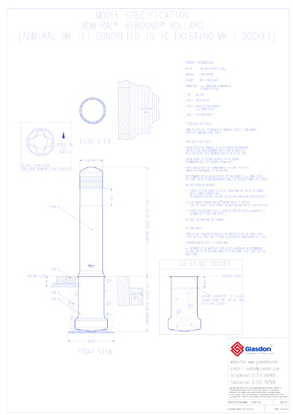 Admiral™ Bollard - Rebound Model - Concrete In to Base