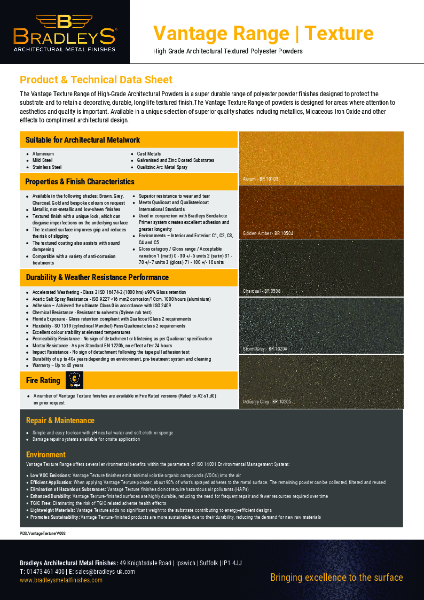 Vantage Range Texture - Product & Technical Data Sheet