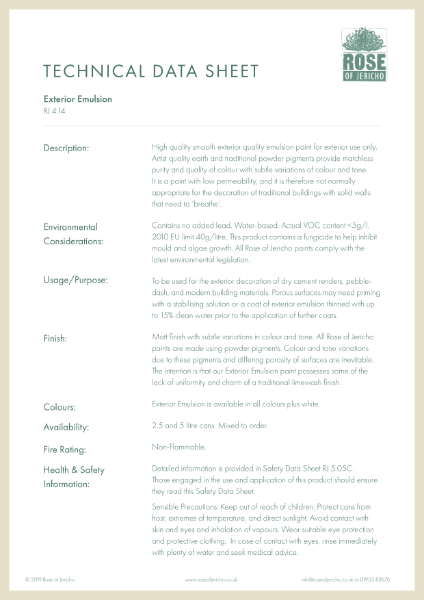 Exterior Emulsion - Data Sheet