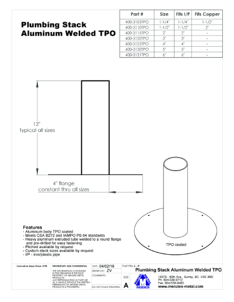 TECHNICAL DRAWING - PLUMBING STACK TPO