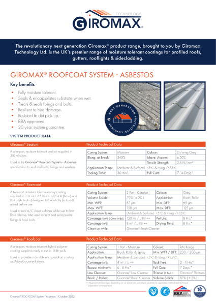 Giromax® Roofcoat ASBESTOS Specification