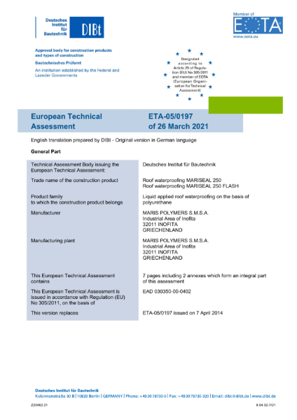 Mariseal 250 / Flash systems ETA-05-0197