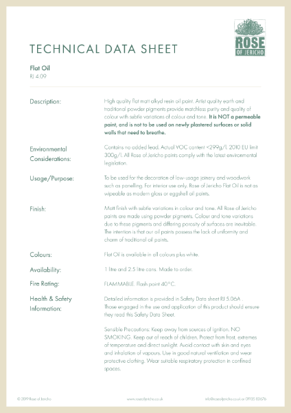 Flat Oil - Data Sheet