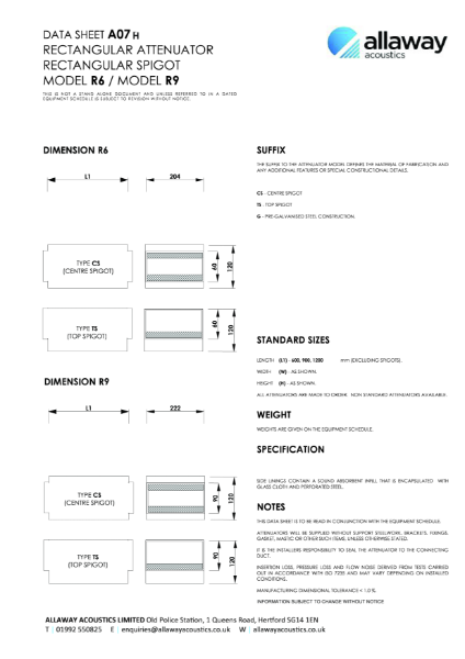 A07H Residential Duct Attenuator