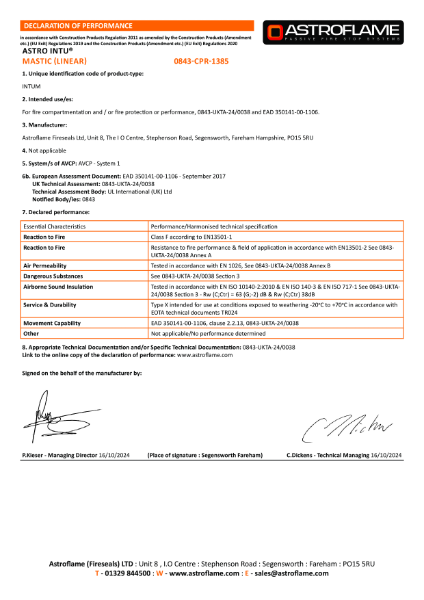 Astro INTU Mastic Linear UKCA (DoP)