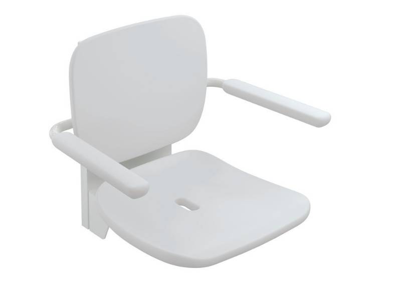 HEWI Hinged Seat Premium with Arms Wall Fixed (Height adjustable)