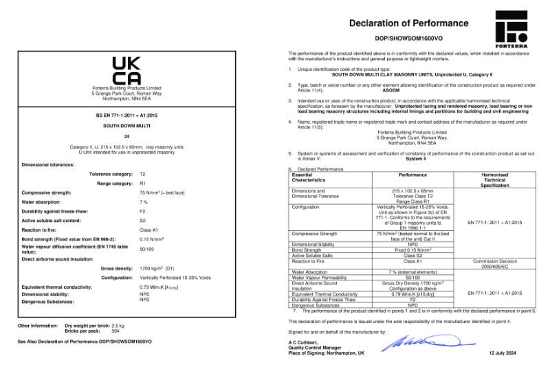 Southdown Multi DoP Certificate