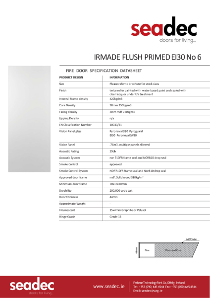 Seadec Primed Flush doors EI30