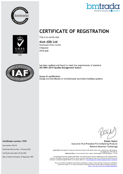 BS EN ISO 9001:2015 Certificate