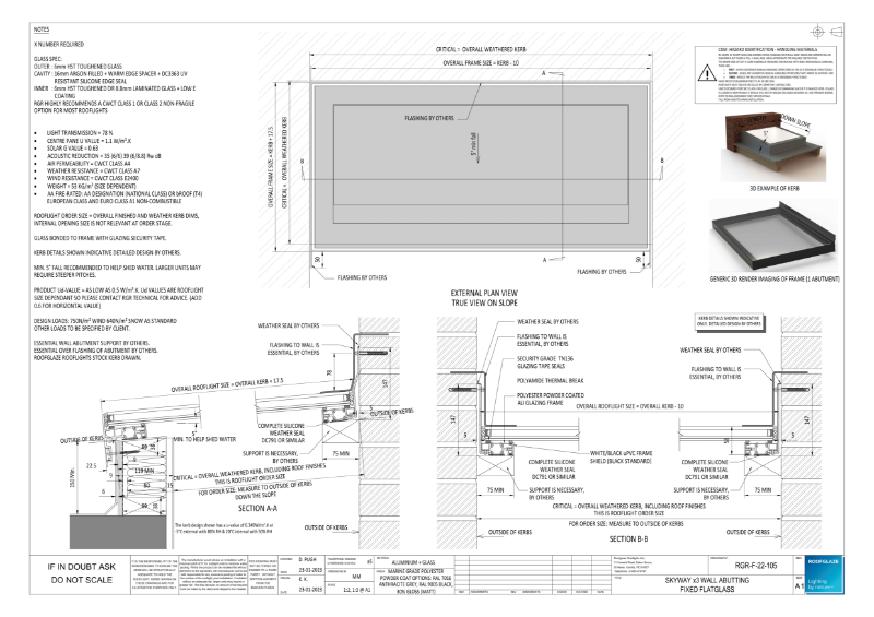 DWG Fixed Flatglass + 3 wall abutments