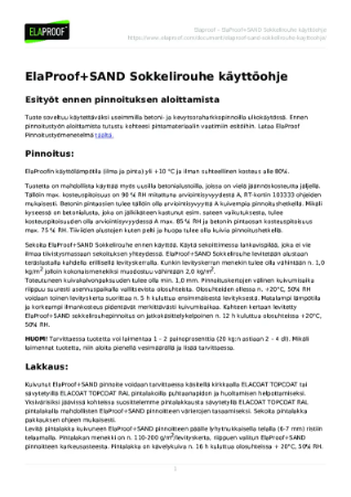 ElaProof SAND Sokkelirouhe - Kayttoohje