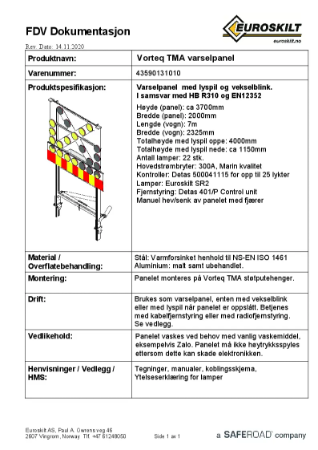 FDV Vorteq TMA varselpanel