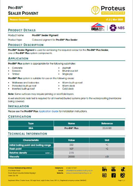 Product Data Sheet - Pro-BW® Sealer Pigment