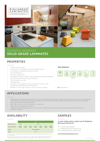 BioCarbon Laminates Solid Grade Laminate (SGL) datasheet