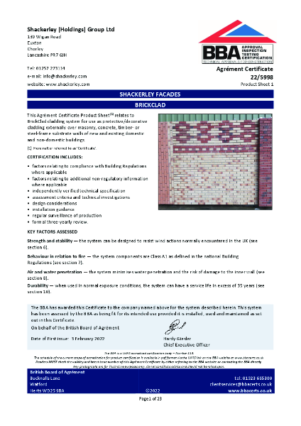 BBA Agrément Certificate
