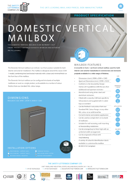 Domestic Vertical Mailbox Specification