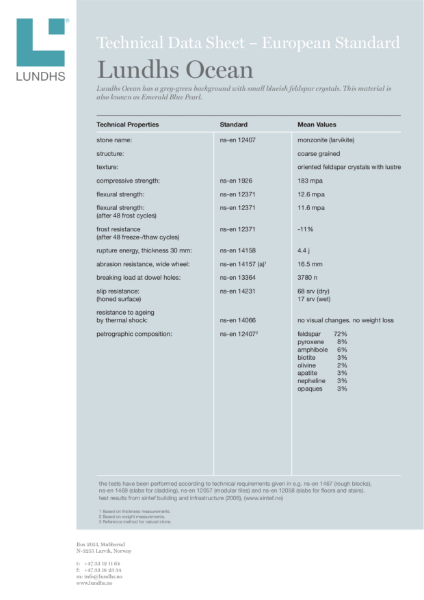 Technical Data Sheet, Lundhs Ocean EN Standard