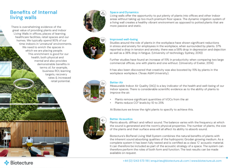 Benefits of Internal Living Walls