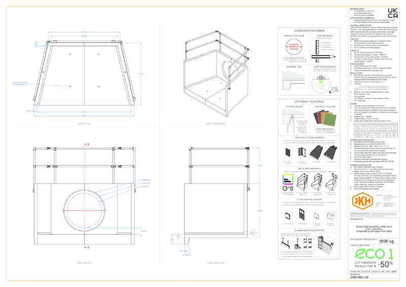 SERIES 2000 HEADWALL (LEVEL WINGWALL, 1650mm HIGH)