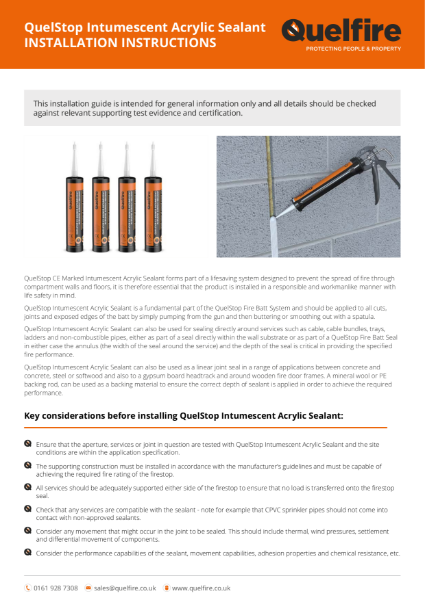 Installation Instructions - QSS QuelStop Intumescent Acrylic Sealant