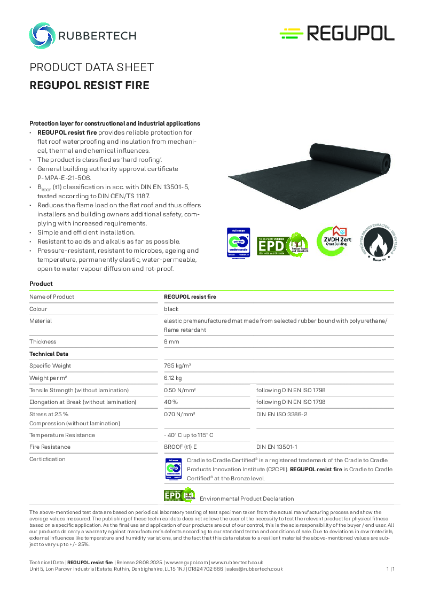 REGUPOL Resist Fire - Data Sheet