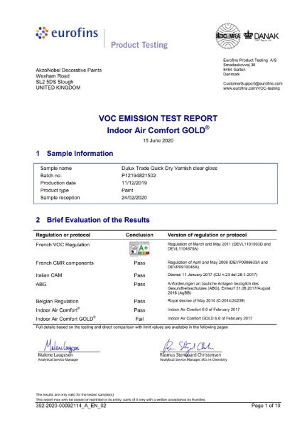 Indoor Air Comfort – Eurofins