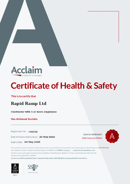 Acclaim Certificate of Health & Safety 