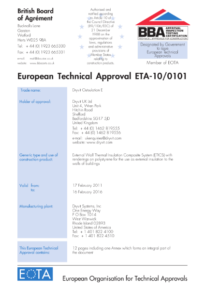 10/0101 European Technical Approval