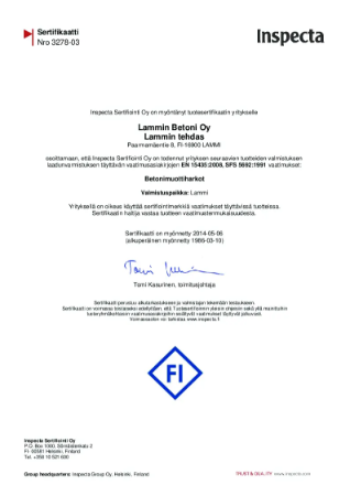 Tuotteen sertifikaatti - 3278-03