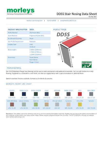 DD5S 83° Rakeback Single Channel Stair Nosing / Stair Edging for Vinyl